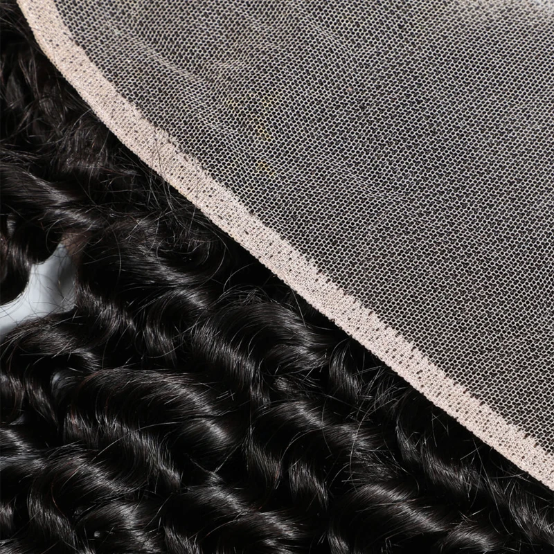 Deep Wave 13x4 Lace Human Hair Frontal Transparent Swiss Lace Natural Color 150% Density Unprocessed Brazilian Virgin Hair 20In