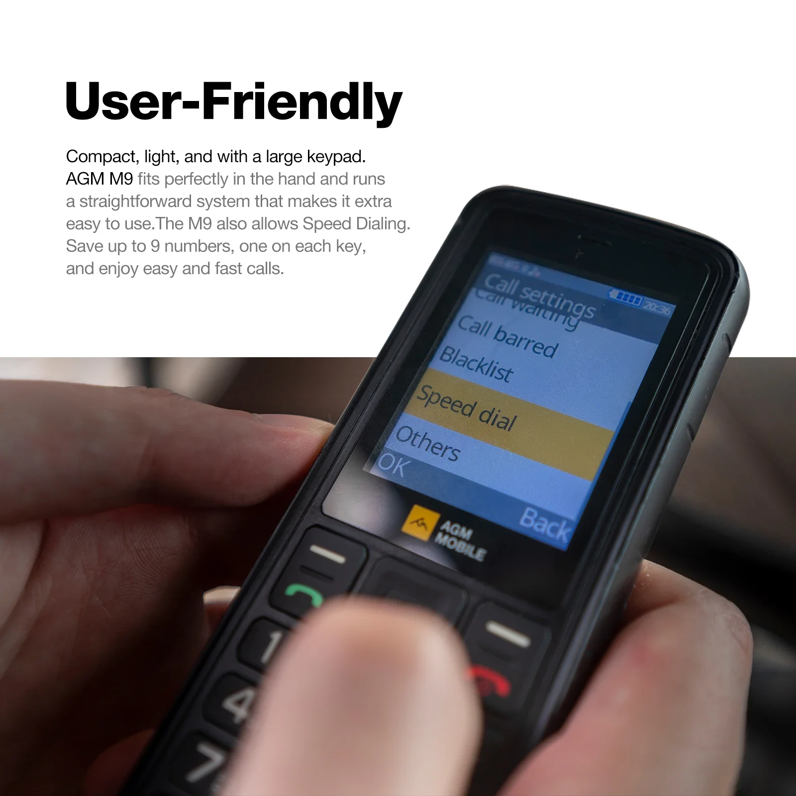 AGM M9 4G Feature Phone 2.4" Screen Russian Or English Keyboard Dual SIM Large Button Big Battery Elderly Waterproof Cellphone - Image 3