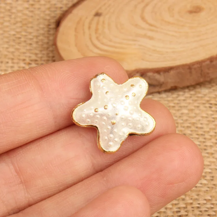 Cloisonne Esmalte Starfish Beads, DIY frisado Brincos,