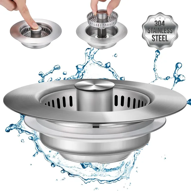 Kitchen Sink Drain Strainer Stainless Steel Pop Up Sink Stopper Anti-Clogging Sink Food Catcher Basket Odor Filter Sink Plug 1