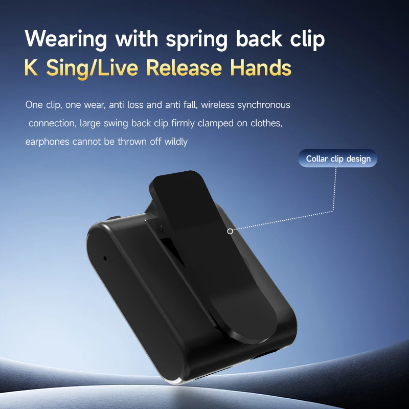 Mini Lapel-clip Bluetooth Headset Professional Karaoke Bluetooth Headphones Sports Gaming Stereo Earphones Handsfree Call TF Slo