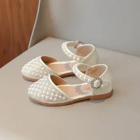 Children Party Flat Sandals Summer Rhinestone Pearl Sandals for Kids Girls Fashion Luxury Princess Causal Wedding Dress Shoes 1