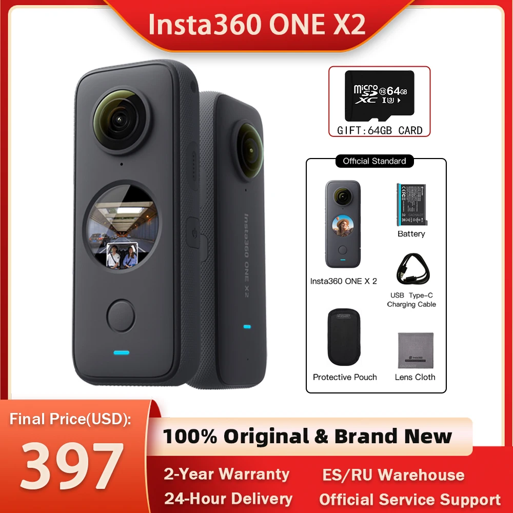 Спортивная Экшн-камера Insta360 One X2 5 7 K видео Водонепроницаемая до 10 м стабилизация