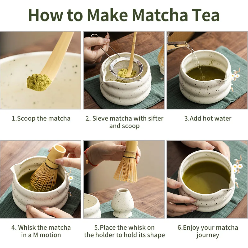 Untior Matcha Whisk Set Japanese Traditional Bamboo Chasen and Scoop Stainless Steel Sifter Reusable Tea Tool Kitchen Accessorie