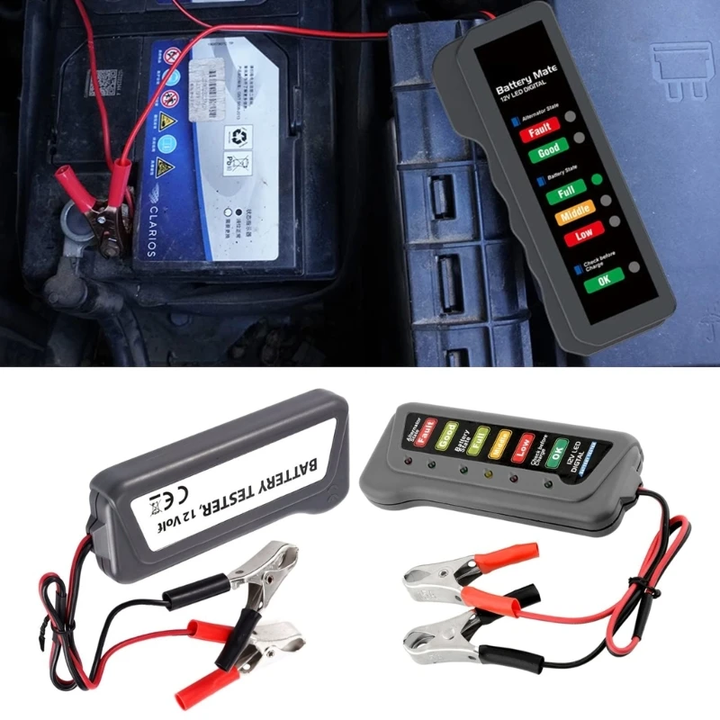 6개의 LED 조명이 포함된 12V 자동차 배터리 부하 테스터 디지털 발전기 진단 도구