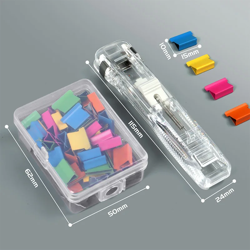 Paper Clipper Staplers Paper Clips 50Pcs Push Clip Stapler Staple Remover Binder Push Clamp Tape Dispenser Paper Clips Office Supplies Set Desktop Stapler