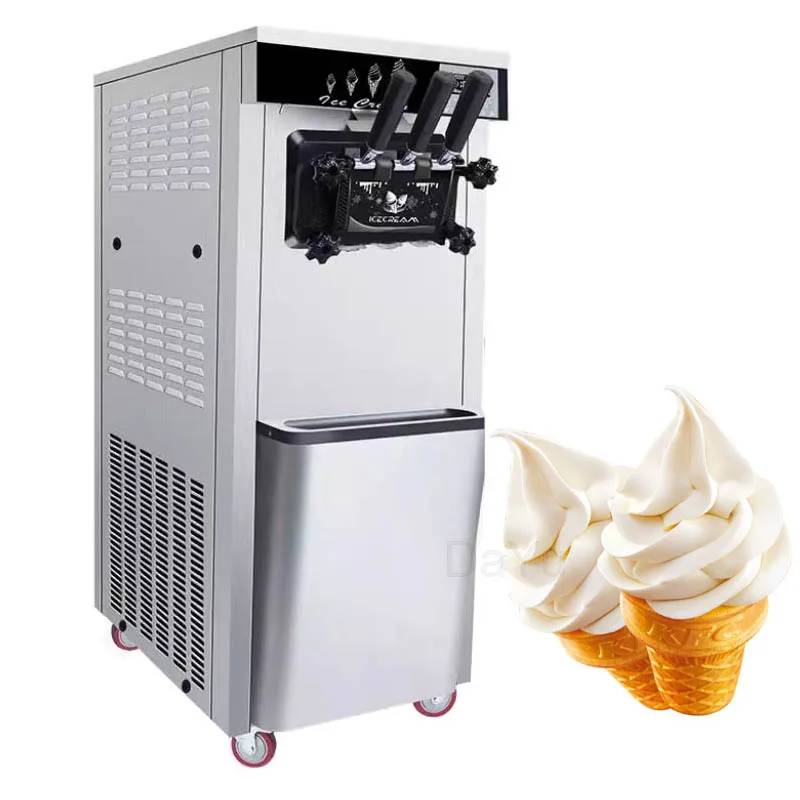 Commercial Soft ice cream machine Large Output Three Flavors GQ618 Freeze Equipments Vertical Sweet Cone Maker