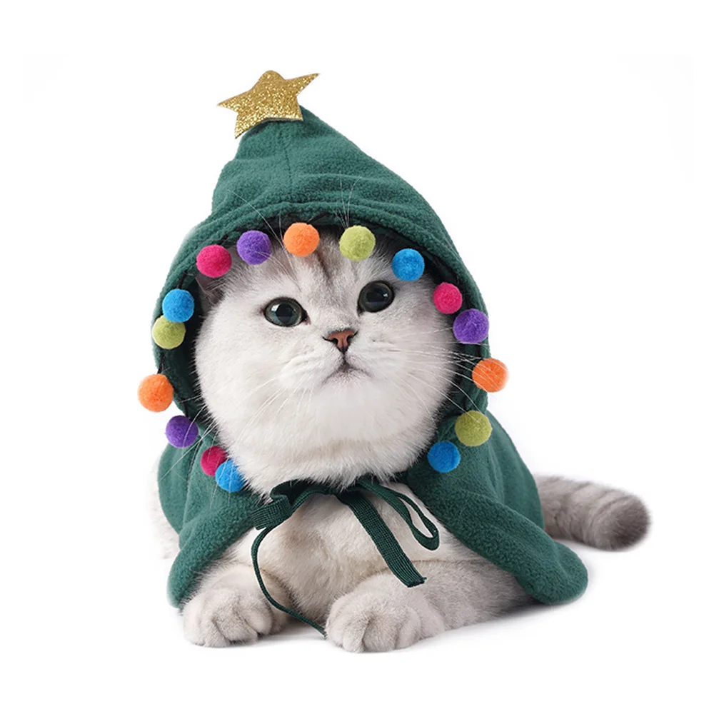 2022 Pet Cat Dog Hat Headdress Scarf Cape Transform Outfit New Year Christmas Clothes Two |