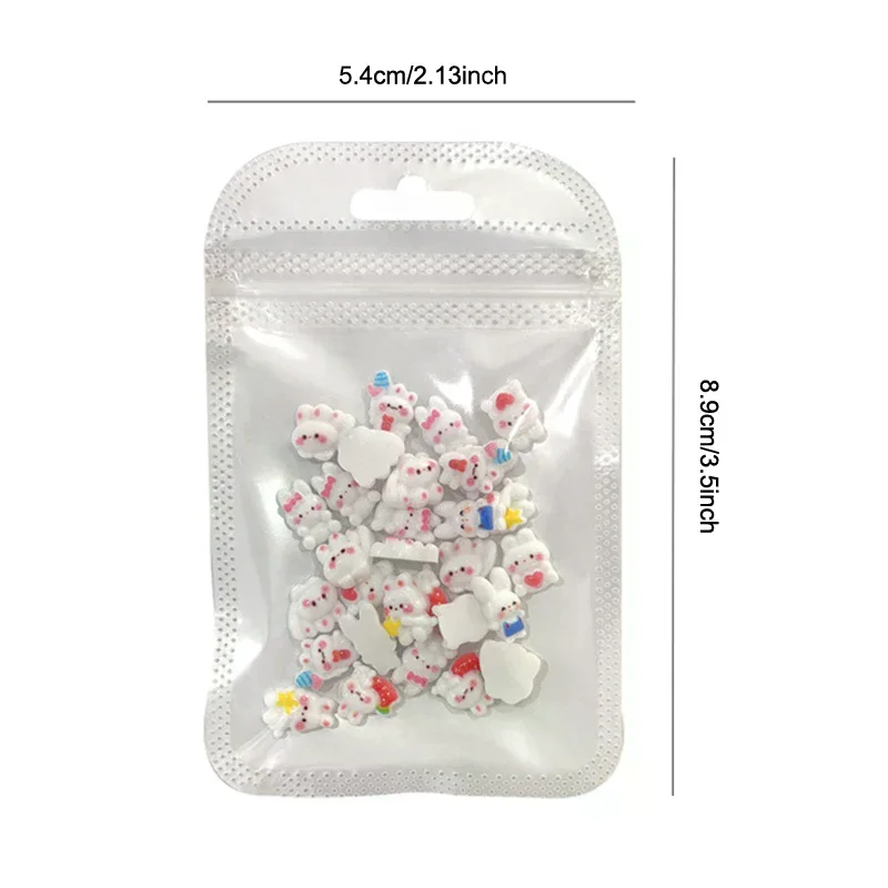 30Pcs Kawaii 3D Resin DIY Nail Charms - Cartoon Bunny Little Brown Bear Candy Color Decoration, Cute Manicure Accessories