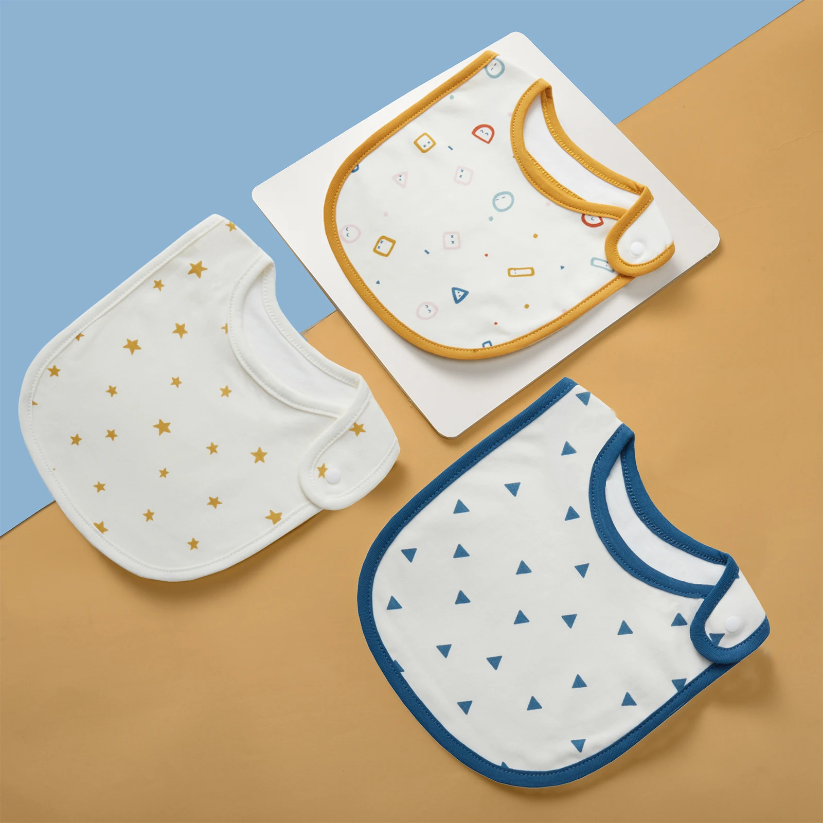 Set of 3 Waterproof Cartoon Baby Bibs and Burp Cloths