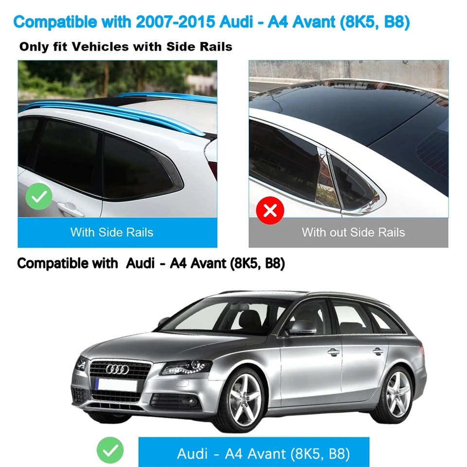 Barres De Toit Aluminium Pour Audi A4 Avant B8 (2008-2015) 75kg