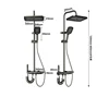 Grey shower Set Four-Function Smart Digital Display  Shower System Rainfall Pressurized Wall-mounted Piano Key Shower Faucet Set 6