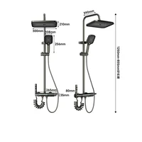Grey shower Set Four-Function Smart Digital Display Shower System Rainfall Pressurized Wall-mounted Piano Key Shower Faucet Set 6