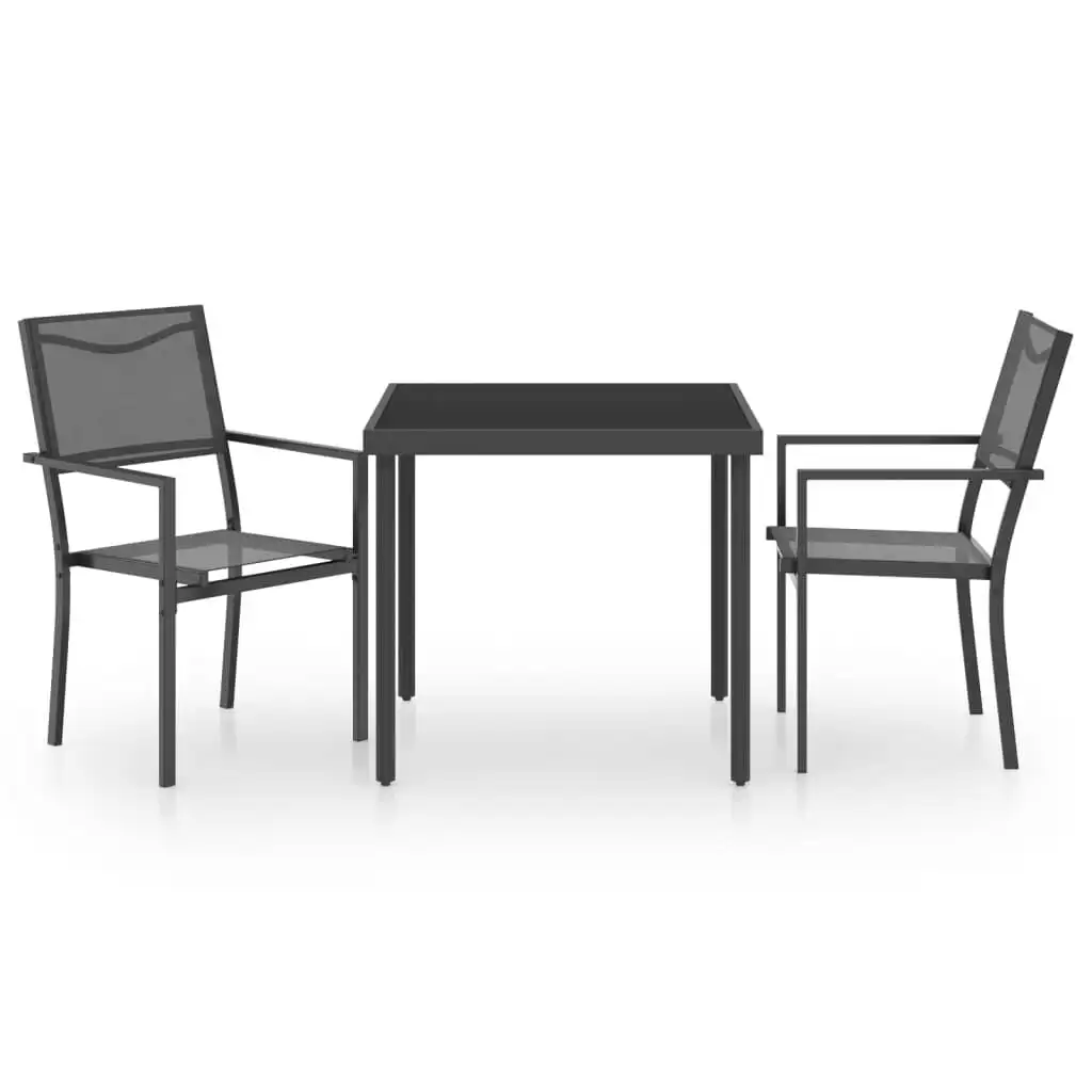 3 Piece Outdoor Dining Set Steel 2