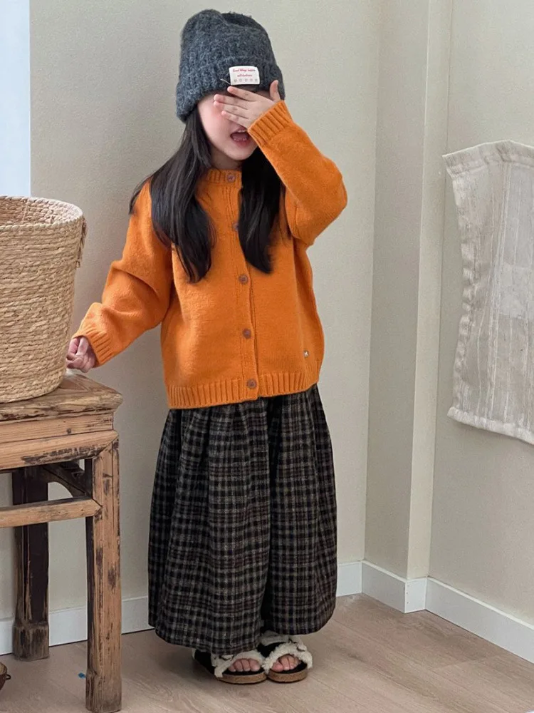 남아 여아 가을 스웨터 2025 신상 한국 패션 아동 봄 가을 겨울 단색 싱글 버튼 니트 가디건