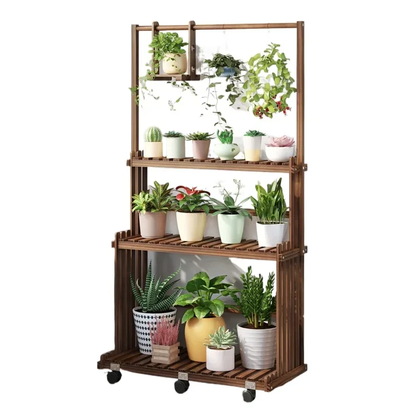 3-Tier Hanging Wood Plant Stand Indoor Outdoor Planter Shelves Flower Pot Organizer Rack Multiple Display Shelf plant stand wooden flower shelf