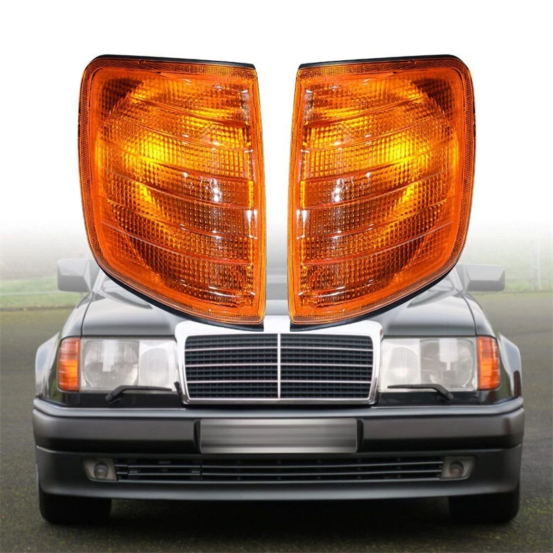 2pcs For Mercedes W124 E Class E320 E500 19851995 Yellow/white Turn Signal Corner Light Lens