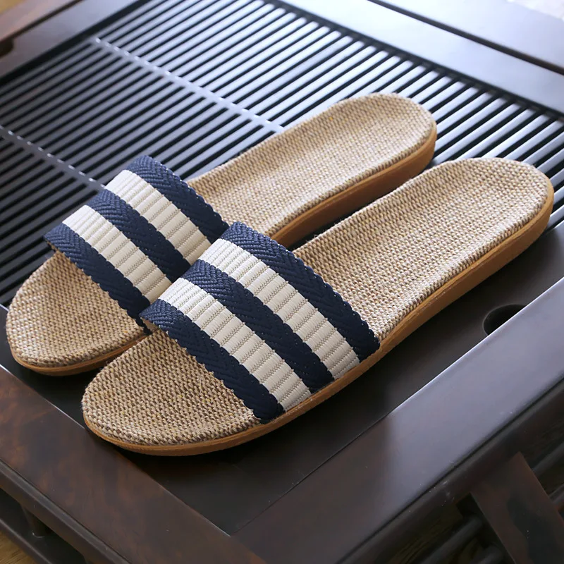 

Home Lovers Indoor Slippers Cotton Linen Slippers Anti-slip Men and Women Thick Soles Cool In Summer