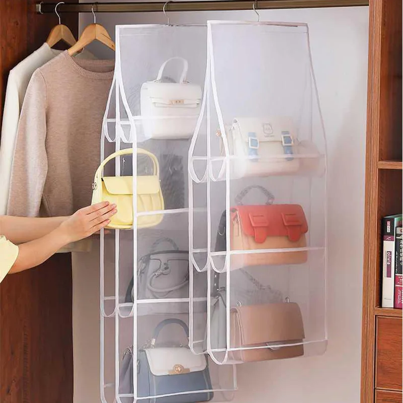 

Handbag Storage Artifact Bag Dust-proof Cover Door Behind Bag Storage Hanging Shelf Household Dormitory Storage Bag Organizer