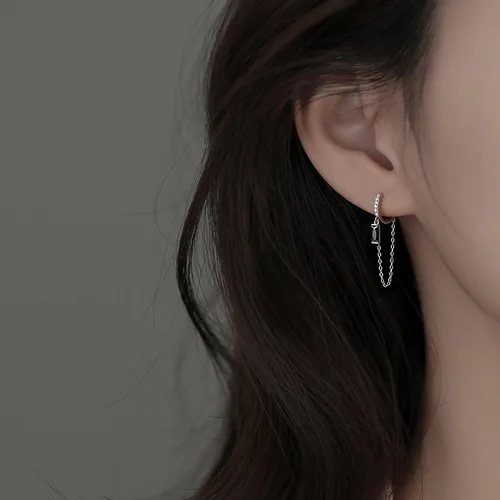 여성용 실버 도금 주얼리 체인 태슬 후프 귀걸이, 오리지널 디자인, 고품질 패션 액세서리, 2022 신제품 2