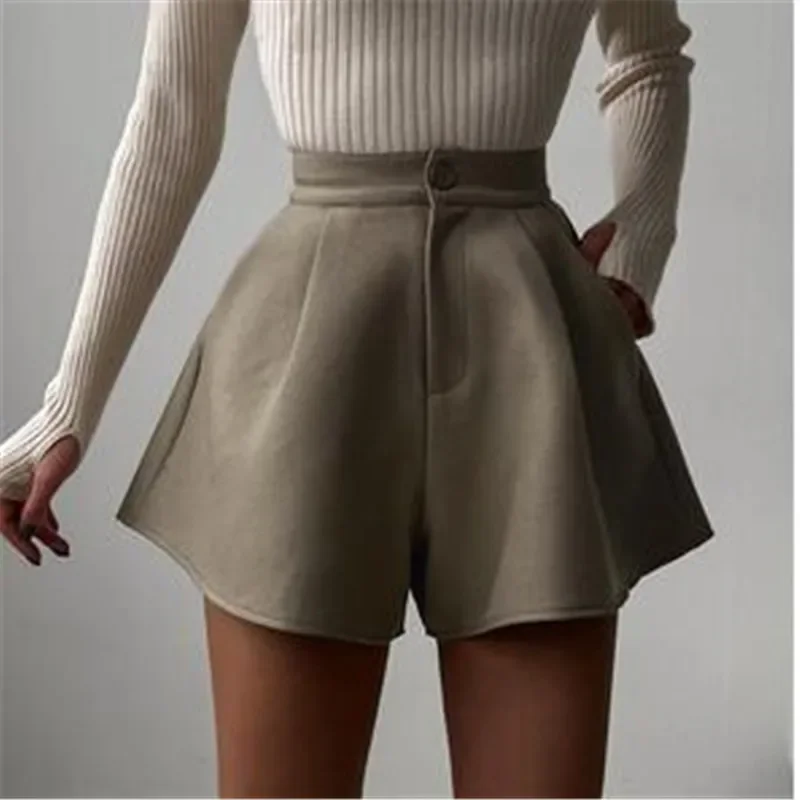 

Women High Waist Shorts Summer Casual Loose A-line Wide Leg Short Pants Solid Fashion Pocket Office Lady Trousers Streetwear