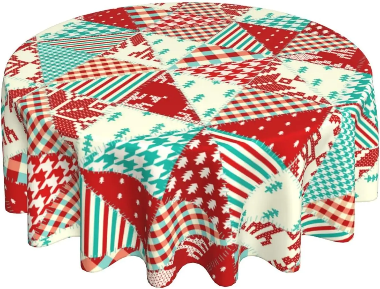 

Merry Christmas Table Cloth for Party Decoration Round 60 Inch, Red Christmas Themed Tablecloths for Dinner Kitchen Party Picnic