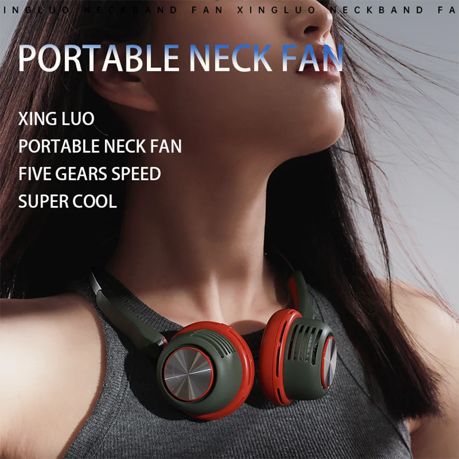 New amazing air conditioner wearable 720° hanging neck fan rotatable, bladeless portable air cooling fan with 5 gears