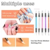 5pcs Set Dual-Ended Silicone Head Carving Dotting Pen Nail Art Silicone Sculpture Pen Brushes Rhinestone Crystal Handle Tool 2