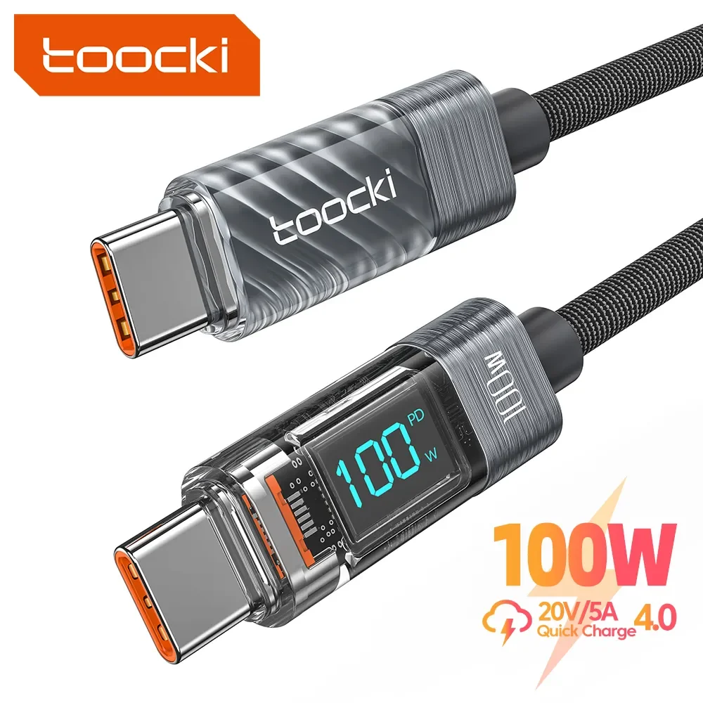 Toocki 100W przezroczysty kabel USB C za $3.27 / ~14zł