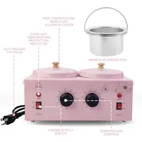 Portable Wax Warmer, Adjustable Temperature, 40 Wax Sticks, Hair Removal, Pink, Double Pots 3