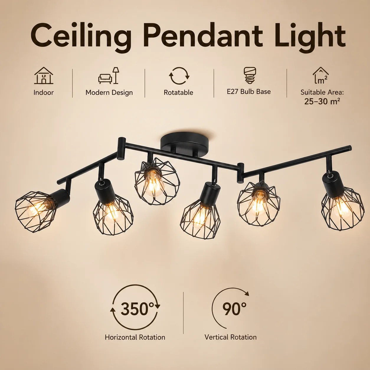 Contemporary American Retro LED Ceiling Lamp for Home and Kitchen Decor