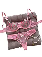 Nuit belle femmes Sexy 2 pièces broderie florale sous-vêtements Sexy lingerie érotique ensemble de sous-vêtements 1