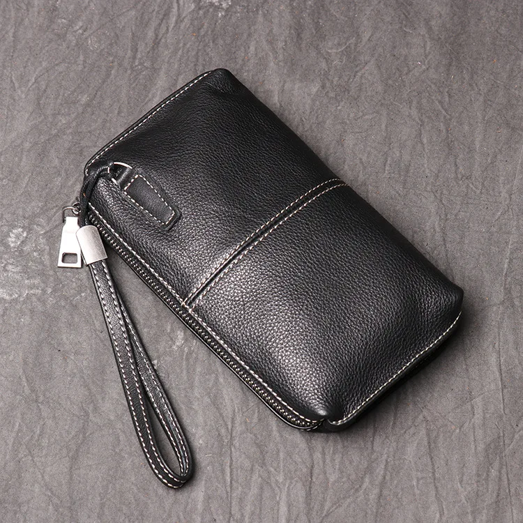 New Arrival Men's Genuine Leather Clutch Soft Long Wallet Fashion Cowhide Phone Bag
