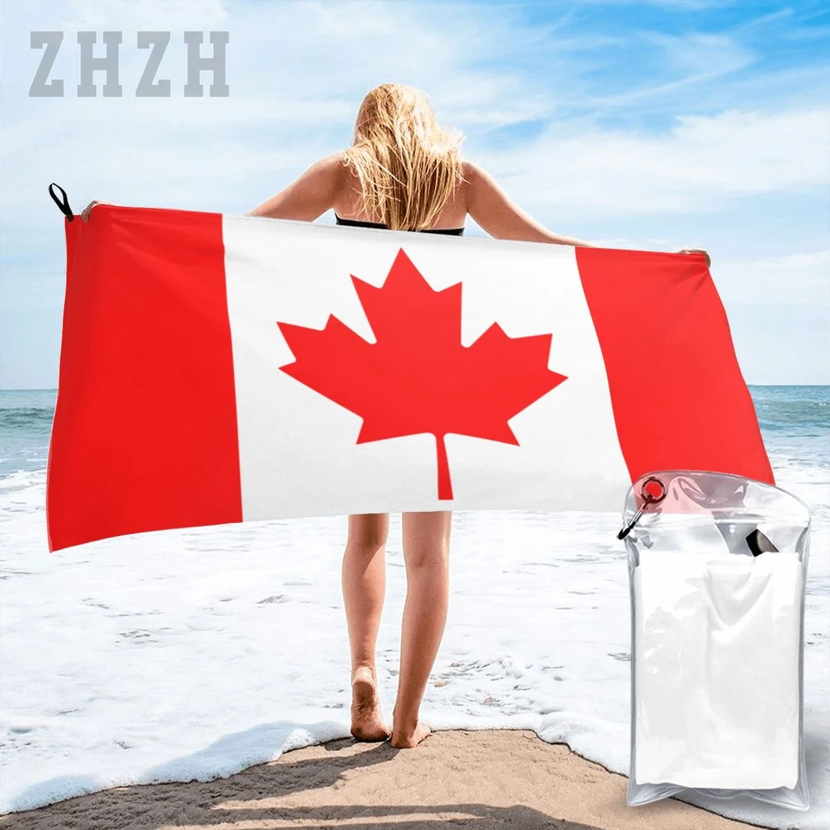 More Design Canada Flag Emblem Bath Towel Quick dry Microfiber Absorbing Soft Water Breathable Beach Swimming Bathroom 2