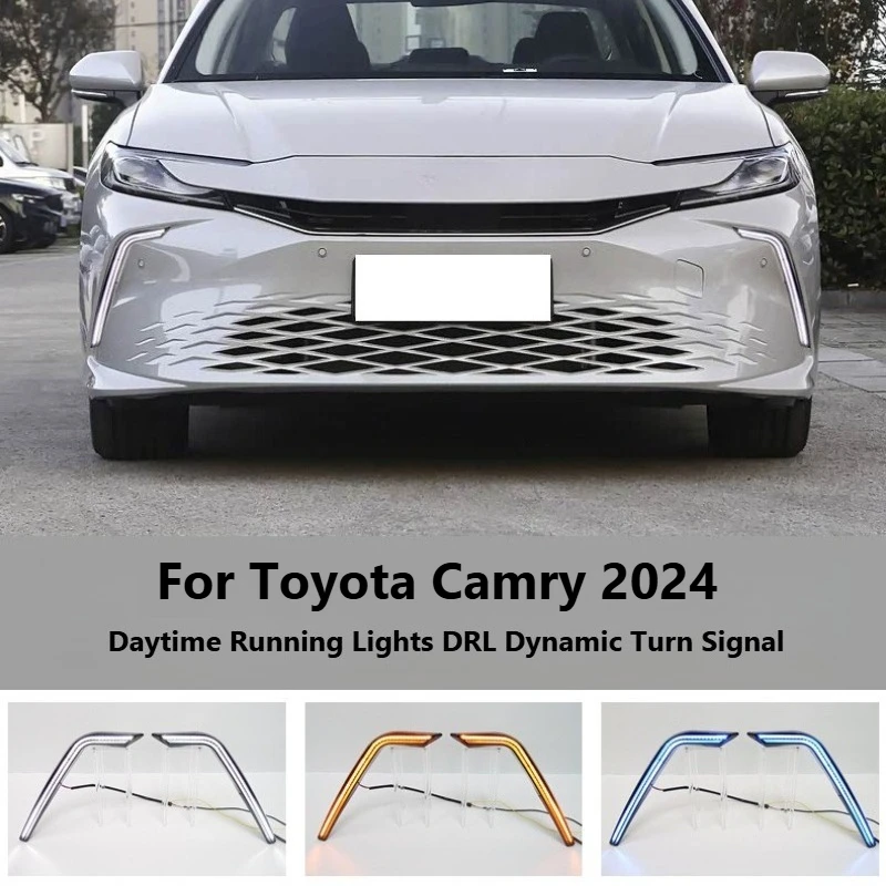 For Toyota Camry 2024 Car Led Daytime Running Lights DRL Dynamic Turn Signals Front Fog Lights Modified Night Blue 12V Daylights detail image 1