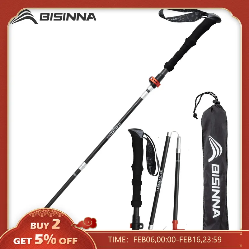 Bisinna 1 Pz/2 Pz Bastoncini Da Trekking Pieghevoli In Fibra Di Carbonio Bastoncini Telescopici Pieghevoli Bastone Da Passeggio Leggero Escursionismo 