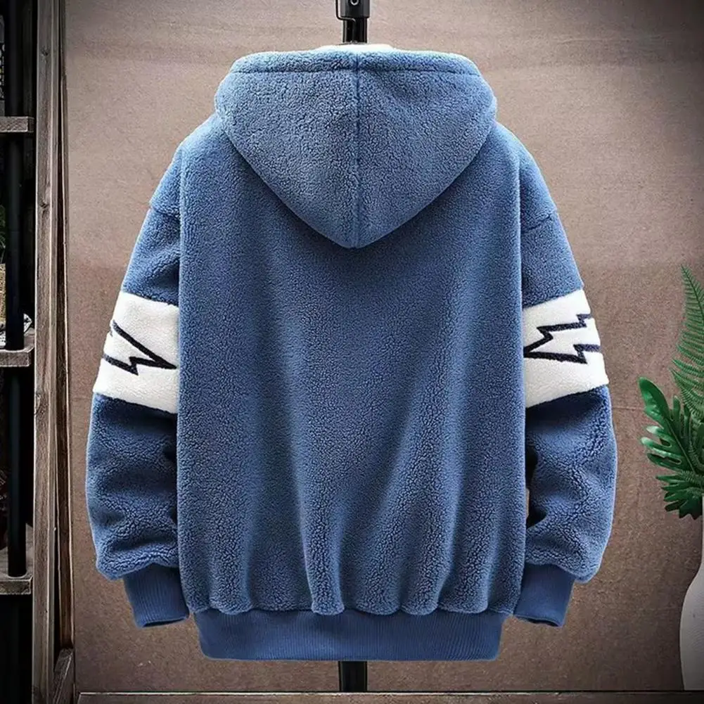 

Men Winter Hooded Coat Thick Warm Men's Winter Coat Hooded Zipper Closure Windproof Stylish Cardigan with Pockets Thick Plush