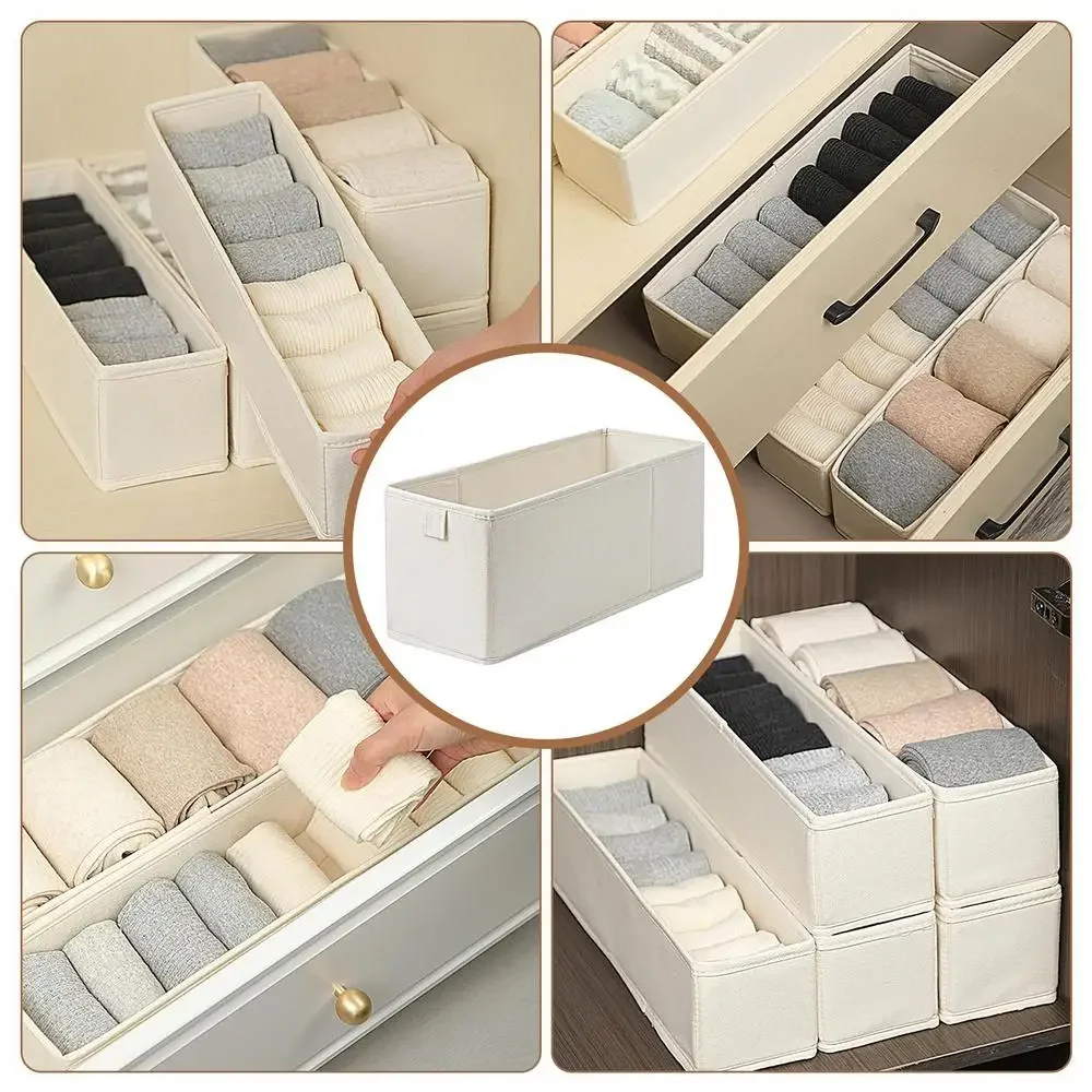 Long Storage Container Bin Foldable Small Baskets Fabric Storage Bins Stable Sock Underwear Organizer For Drawer Shelf Closet 5
