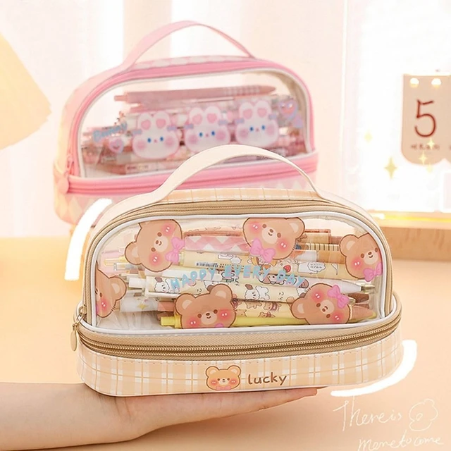 Cartoon Pencil Case Pencil Pouch Large Capacity Double Layer Pen