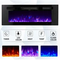 Floating TV Stand with 36" Electric Fireplace, Wall Mounted Fireplace Entertainment Center with Storage for TVs Up To 78" 2