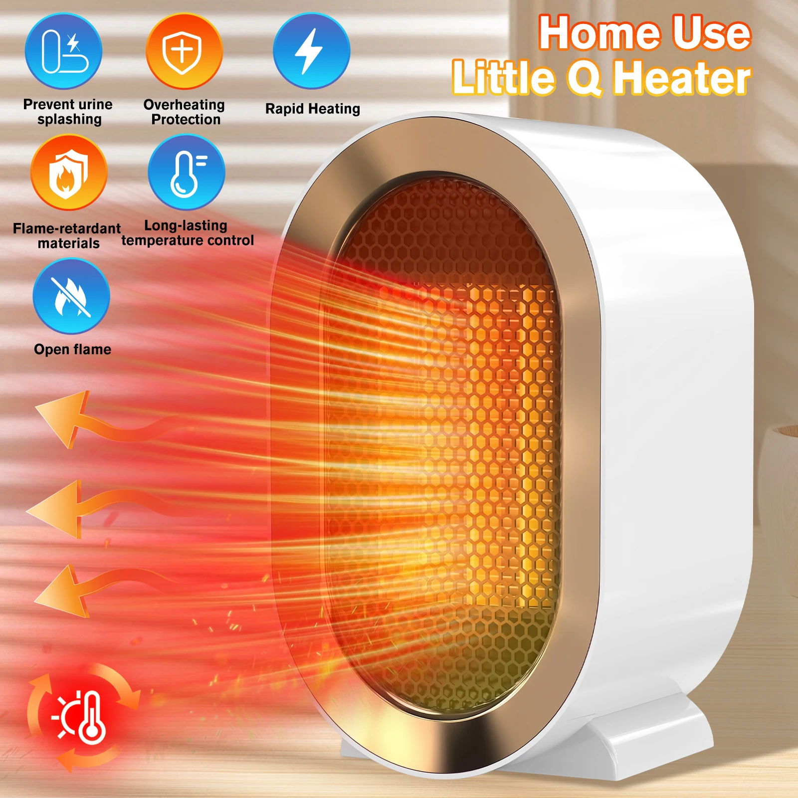 Portable Electric Heater Fast Heating Overheat Tip-Over Protection Desktop Hand Warmer Warm Air Blower Mini Fan Heater