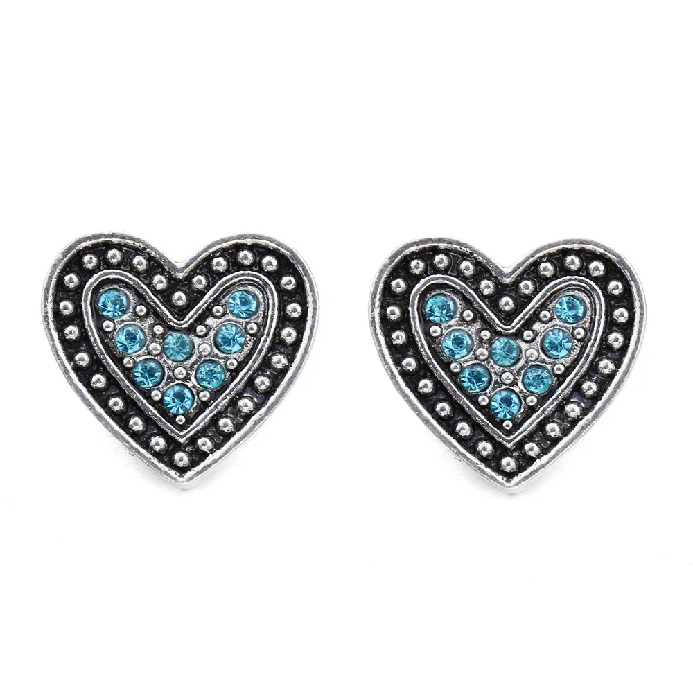 30pcs Vintage Style 12mm Snap Button Jewelry Charms Bracelets Crystal Heart 12mm Snap Buttons for Earrings Bracelet
