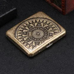 Vintage Metal Cigarette Case - Retro Pocket Holder and Smoking Accessory (Lucky Compass)