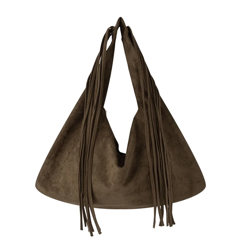 Vintage Suede New Large Capacity Women Tote Bag 2025 Autumn Winter Commute Shoulder Crossbody Bags Fashion Trend Underarm Bags