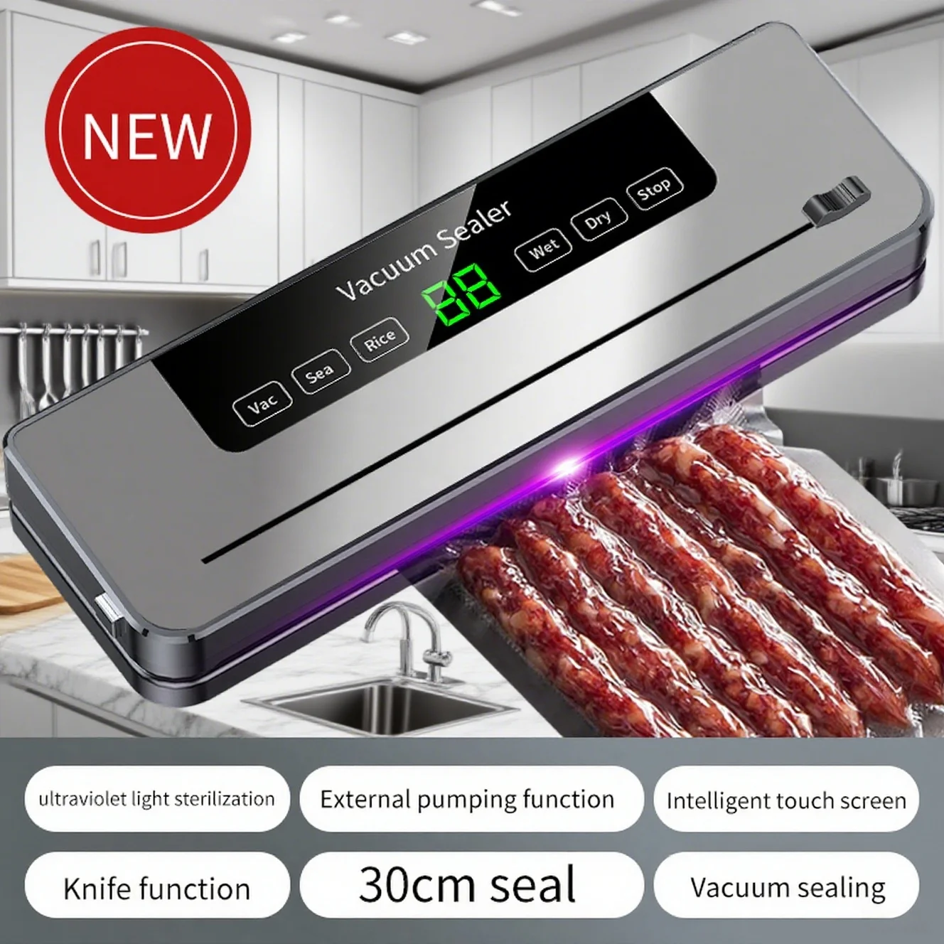 Food Vacuum Sealer Machine Dry/Wet Food Packaging Vacuum Sealing Bags Food Storage Packaging Machine For Kitchen