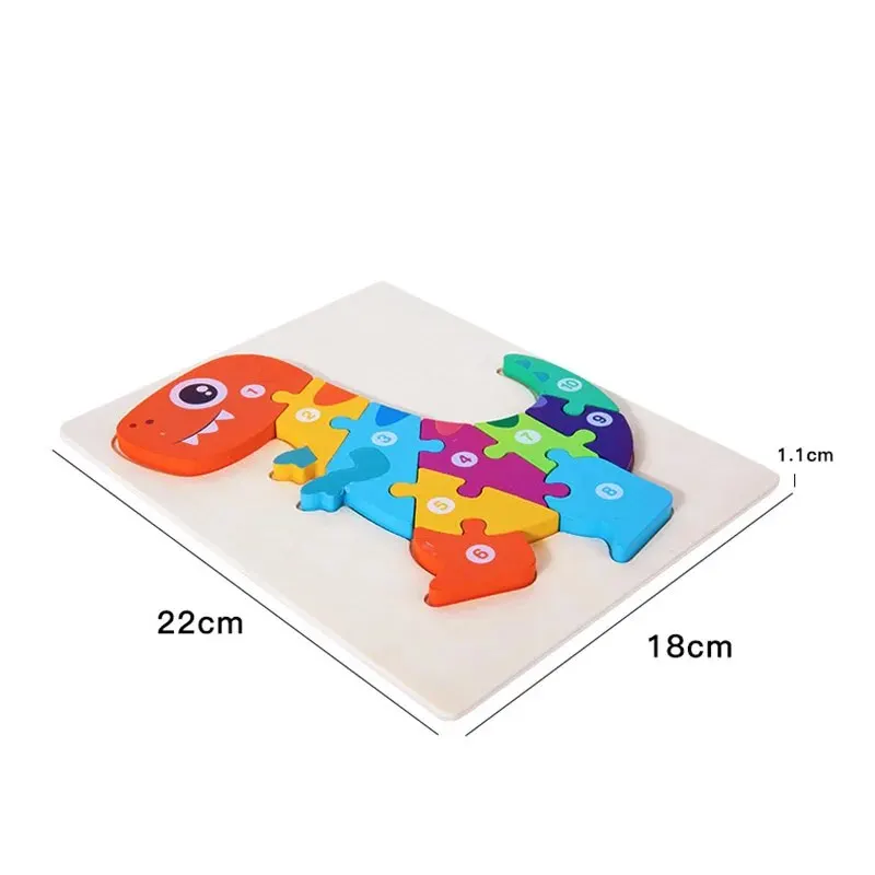3D Puzzles Dinosaur Animal Vehicle Wood Jigsaw Puzzle Game Kids Learning Montessori Educational Toys Baby Wooden Toys 6