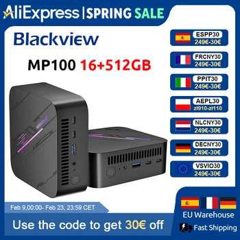 Blackview MP100 NUOVO Mini PC AMD Ryzen 5 7430U Windows 11 6-Core 12-thread 16GB DDR4 512GB SSD WiFi 6 Mini Computer PC BT5.2