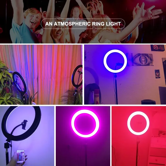 Phone Stand 10 In RGB Selfie Ring Light With Tripod Stand Phone