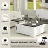 36" Farmhouse Lift Top Coffee Table with Storage, Square Coffee Table with Charging Station, Living Room Center Table 4
