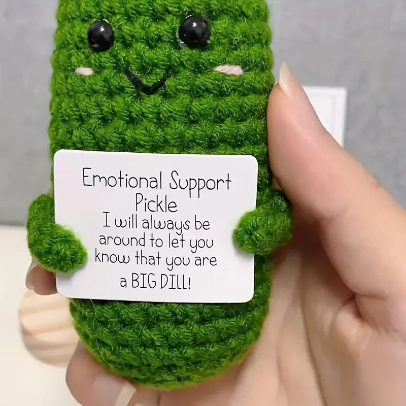 1pc Handcrafted Emotional Comfort Pickle Cucumber - Adorable Muppet Style Decorative Gift for Uniquely Quirky Charm